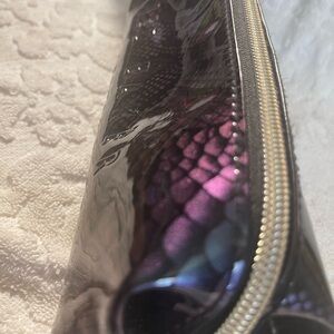 Ted Baker DK Blue Crocana Croc Effect Makeup Bag w/ Matching Toiletry Bag Bundle